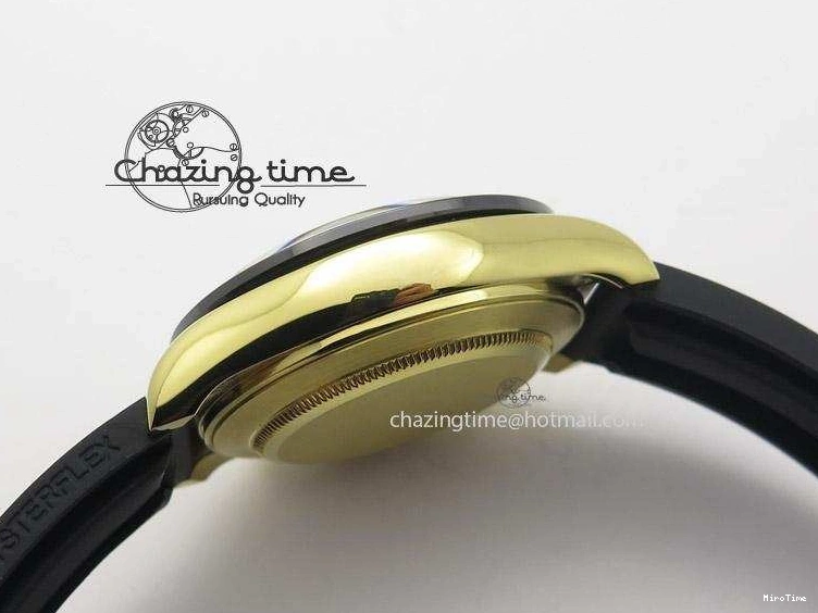 MiroTime 0512 TopPick Daytona YG BP Maker Black Dial Gold Subdial Sticks Markers On Rubber Strap A7750@ 4013